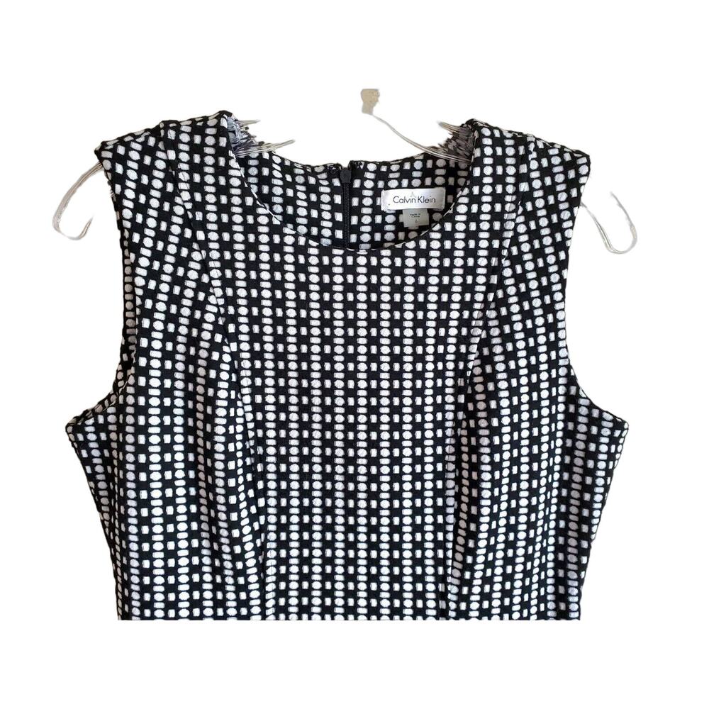 CALVIN KLEIN Women's 6 Dress Fit & Flare Black White Knit Sleeveless Back Zipper - Picture 2 of 7